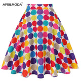 Polka Dot Printed Summer Women Skirt Colorful High