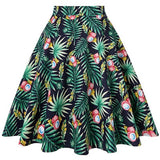 Cherry Printed 1950s Rockabilly Pleated Skirt High