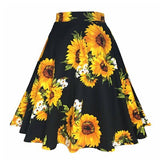 Cherry Printed 1950s Rockabilly Pleated Skirt High
