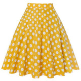 Yellow Polka Dots Printed Women Casual Skirt High Waist