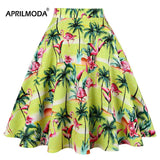 2019 Yellow High Waist Cotton Big Swing Rockabilly Skirts