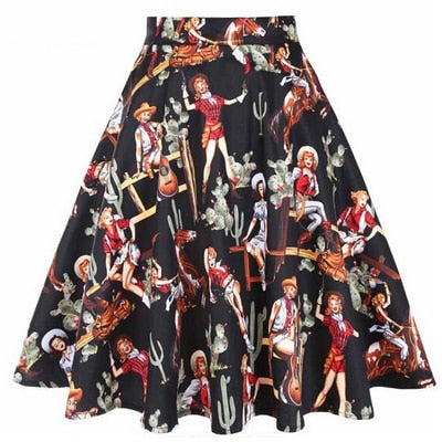 Polka Dot 50s Vintage Women Skirt High