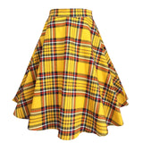 Checkered Cotton Womens Midi Skirts High Waist