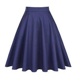 Floral Midi Skirt High Waist Cotton 50s Summer