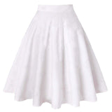 Floral Midi Skirt High Waist Cotton 50s Summer