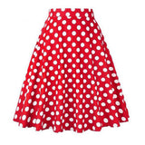 Red Women Pleated Skirt High Waist Checkered Plaid