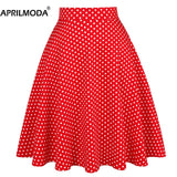 Red Women Pleated Skirt High Waist Checkered Plaid