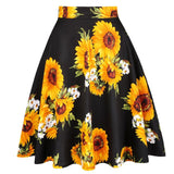 Yellow Polka Dots Printed Women Casual Skirt High Waist