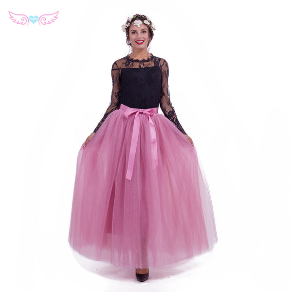 7 Layers  Tulle Tutu Skirt dusty pink Formal Long