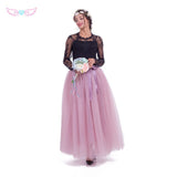Floor length tulle skirt gray 7 Layers Tulle Skirts Women