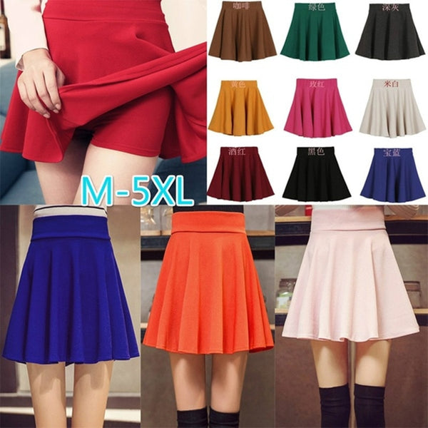 Women Sport Pleated Mini Skirt Candy Color