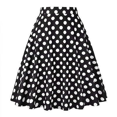 Cherry Printed 1950s Rockabilly Pleated Skirt High